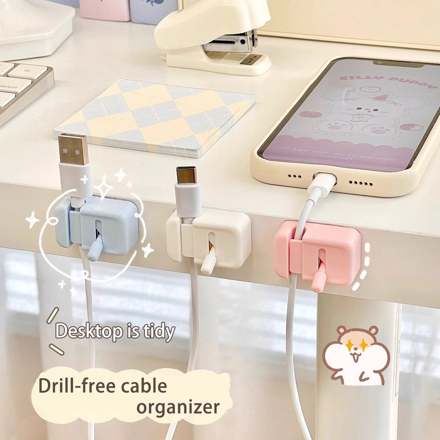 desk cable clip organizer