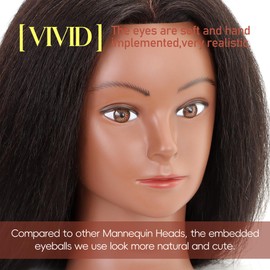 YODIDI Mannequin Head with 100% Human Hair, Manikin Head Human Hair Cosmetology Doll Head for Hair Styling Hairdresser Practice Braiding with Table Clamp Stand and Tools (14 inch)