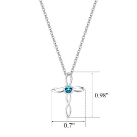 UEUC Silver Cross Necklaces for Women, Birth Stones Religious Faith Cross Pendant Necklace for Ladies Jewelry Gifts with 18’’+2’’ Chain(#1)