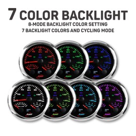 RACETECH 3-3/8" 85mm Black 3-in-1 Indicator Light GPS Speedometer 0-120 MPH Odometer Tachometer 8000 RPM Fuel Level Gauge 240-33 ohm 0-190 ohm 0-90 ohm 10-180 ohm 240-30 ohm 12V 24V Speedo Alarm