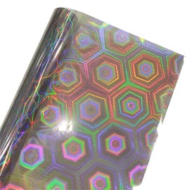 XHT 32x135cm Transparent Laser Hexagon Soccer Texture Pattern Fabric Waterproof PVC Vinyl for DIY Craft (Gray)