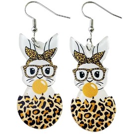Cute Acrylic Wooden Easter Rabbit Bunny Drop Earrings Mushroom Colorful Holiday Easter Eggs Flower Basket Dangle Earrings for Women Jewelry Gift -Style 12