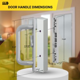 Sliding Glass Door 8.5" Handle Set Replacement | 3-15/16" Hole Spacing - No Mortise Lock | Fix and Repair Glass Door Hardware - Center Latch Handle, Right-Handed Orientation - Grey