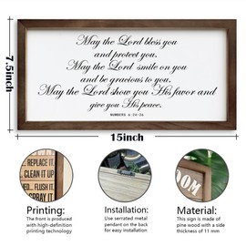May the Lord Bless You and Protect You, Frame Numbers 6:24-26 Sign, Framed Wall Plaque Sign, Scripture Wall Decor, Christian Home Decor, Bible Verse Decor Art, Farmhouse Decor, Housewarming Gift