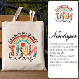 Nioobager Canvas Tote Bags Teacher Appreciation Gifts Aesthetic Travel Beach Bag Cute Reusable Grocery Shopping Bag