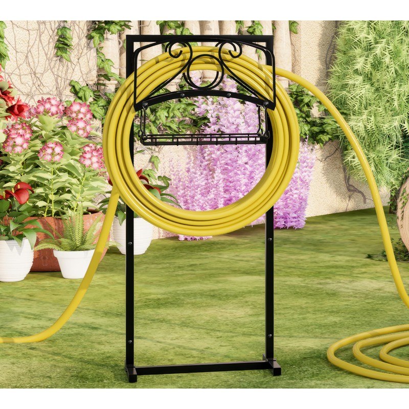 Fire Beauty Heavy-Duty Portable Garden Hose Holder with Storage Basket,120+