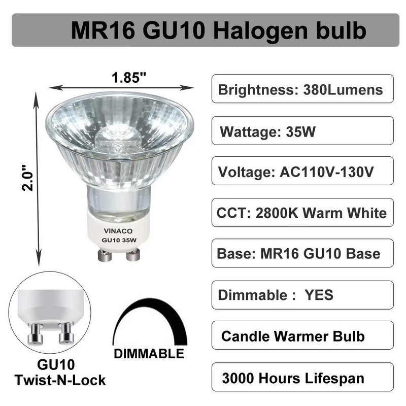 Vinaco GU10 C 120V 35W Bulb Dimmable, 6 Pack High