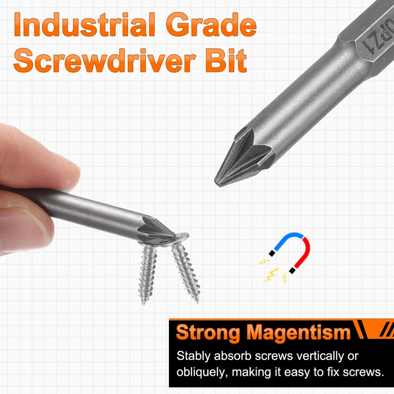 HARFINGTON PZ1 Screwdriver Bit 1/4" Hex Shank 50mm/2" Length Magnetic