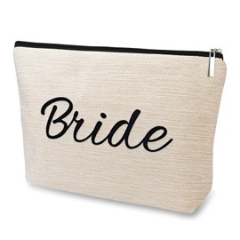 DJOLY Bridal Shower Gifts for Bride To Be Makeup Bag, Fiance Wedding Bachelorette Bride Engagement Gifts for Women Future Mrs, Bachelorette Party Accessories, Small Cosmetic Travel Zipper Pouch