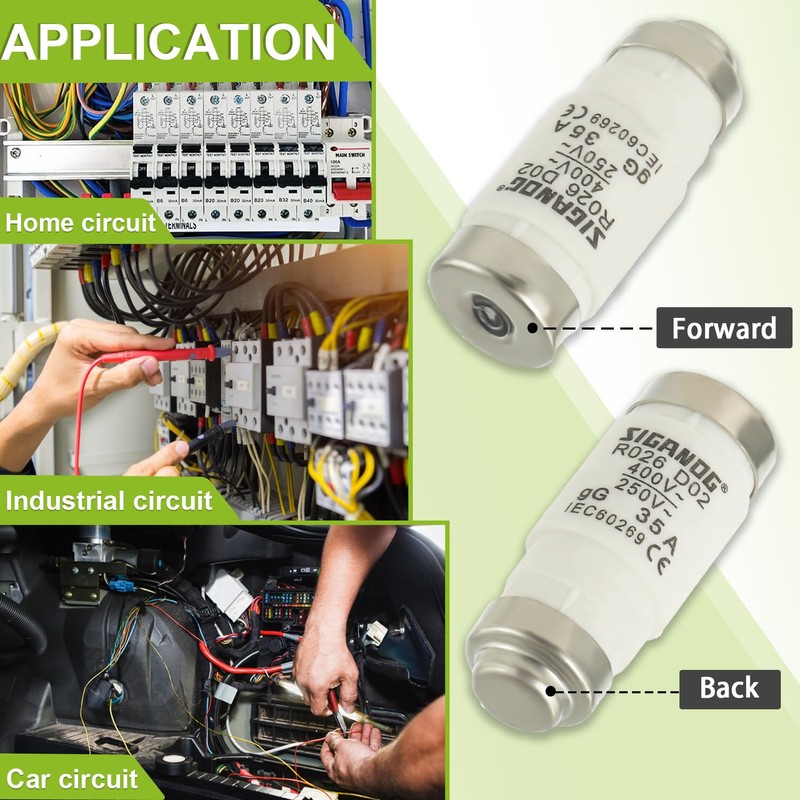 SIGANDG D02 35A Neozed Fuse Socket Set with Screw Caps