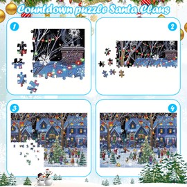 Advent Calendar 2024, Santa Claus Jigsaw Puzzle, Christmas Calendar Jigsaw Puzzles 1008 PCS,Christmas Gifts Toy Friendship Gifts for Adults and Children, 24 Puzzle Boxes for Countdown to Christmas