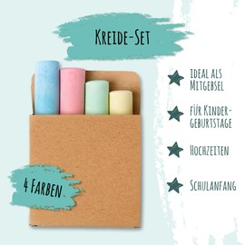 8 Packs of Colouring Chalks of 4 Colours, Coloured Chalk for Painting, Street Chalk, Children's Colouring Chalk, Ideal Children's Activity for Children's Birthdays, Back to School and Weddings,