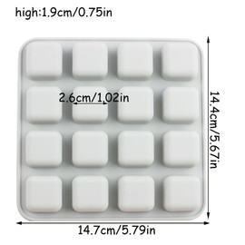AIBOYA 16 Cavity Square Silicone Candy Molds For Candy Chocolate Jelly