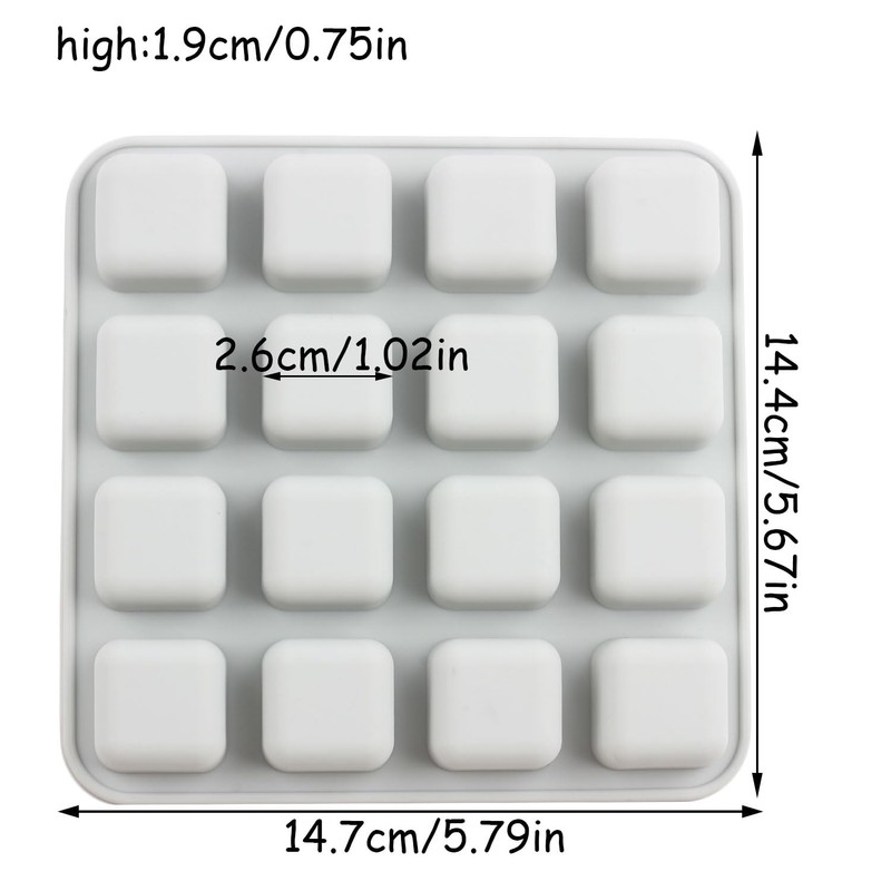 AIBOYA 16 Cavity Square Silicone Candy Molds For Candy Chocolate