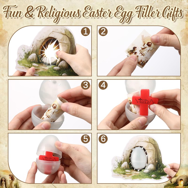 12 Sets Christian Easter Basket Stuffers Resurrection Bulk Easter Eggs