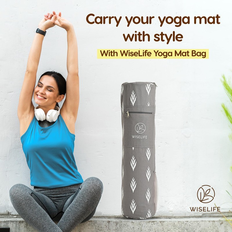 Classic Yoga Mat Bag Adjustable Shoulder Carry (Grey)