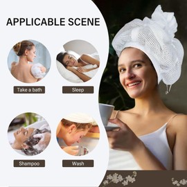 Net Plopping Cap für Lockiges Haar,Hair Bonnet zum Trocknen Von Lockigem Haar,Trockenhauben für Lockigem Haare,Haarnetz Plopping Haube mit Verstellbarem Kordelzug,Net Plopping Cap forDrying Curly Hair