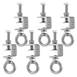 Afcabakila 6 Pcs 25mm C Clamps, 304 Stainless Steel with M8 Screw Ring, 25mm/1 Inch Mini Adjustable C Clamp, Heavy Duty for Metal Mounting, Welding, Building Household, DIY Projects (Silver)