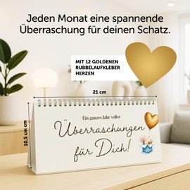 Creatastic® - Voucher calendar for couples or as a wedding gift, table calendar DIN long with 12 pages and scratch stickers, neutral calendar without year and day of the week