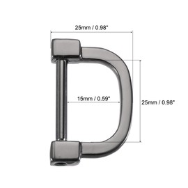 sourcing map 25mm(0.98") U Shape Horseshoe D-Rings Screw-in Buckle for DIY, Black 2pcs