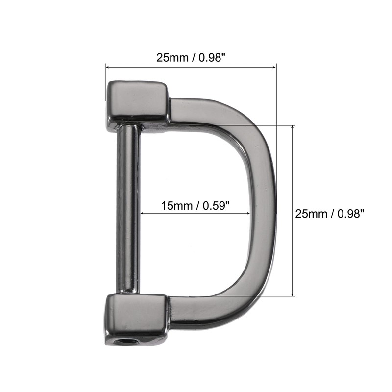 sourcing map 25mm(0.98") U Shape Horseshoe D-Rings Screw-in Buckle for