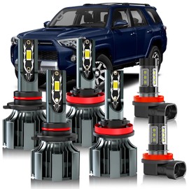 JEAZONFA Fit For Toyota 4Runner (2010-2020) Light Bulbs Combo, Hi & Lo Beam Bulbs+ Fog Lights Bulbs Kit, 6500K White, Plug and play, Pack of 6