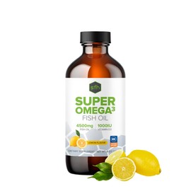 SFH Super Omega 3 Lemon Fish Oil Liquid + Vitamin D | Highly Concentrated 3400mg Omega 3s + 1000IU Vitamin D3 | Sustainably Sourced Alaskan Pollock | Spill-Proof Lids | 8oz
