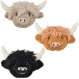 Rhode Island Novelty 3" Highland Cow Squeezy Bead Plush Ball (1 Per Order, Style May Vary)