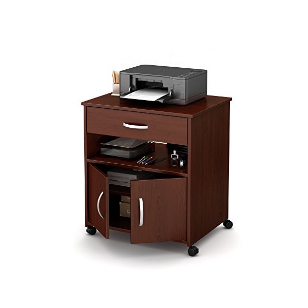 South Shore 2-Door Printer Stand with Storage on Wheels, Royal