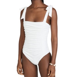MINKPINK Women's Constance Ruched One Piece Swimsuit, White, XS