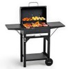 MASTER COOK Charcoal Grill with Two Side Tables, Heavy-duty Steel