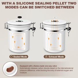 ShanSon Coffee Canister Airtight Coffee Container Stainless Steel Coffee Bean Storage Container with Scoop Coffee Canister for Beans Grounds Sugar Flour Tea Cereal,16OZ, White