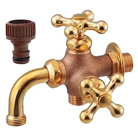 Kakudai 704-118-13 Garden All-Purpose Home Double Mouth Faucet (Retro) (03225751-001)