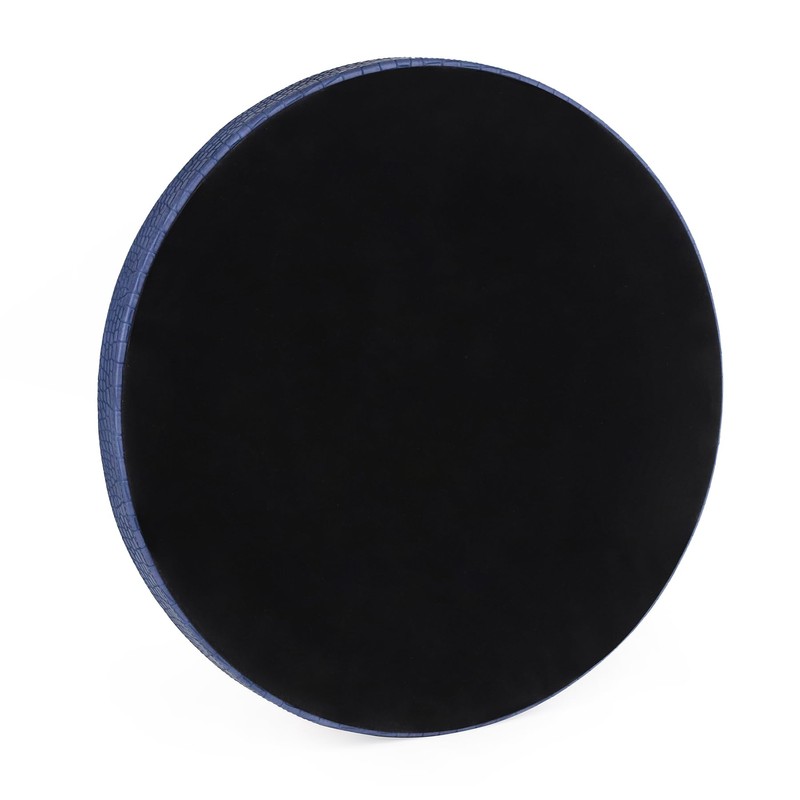 HofferRuffer Round Serving Tray 20'', Elegant Faux Leather Circle Ottoman