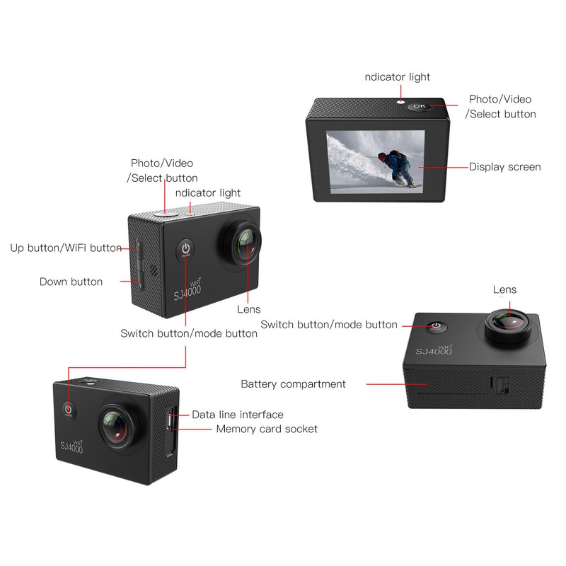 SJCAM SJ4000 WIFI Action Camera Waterproof Diving Multifunctional Sports DV