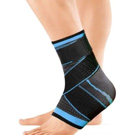 Poemtian Adjustable Ankle Brace for Women and Men, Ankle Support, Sports Ankle Braces Foot Heel Socks, Breathable Compression, 1 Pcs (Blue)