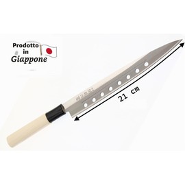 Cocktail7 Coltello Giapponese Yanagiba Sashimi Sushi Coltelli da Cucina per Filettare il Pesce Acciaio Inossidabile Lama 21 cm Prodotto in Giappone (with Holes)