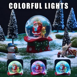 Christmas Snow Globe,100MM Glitter Water Globe with 8 Music & Color Changing Lights,Musical Snow Globe,Santa & Reindeer Christmas Tree Snow Globe,Xmas Decoration,Kids Present,Holiday Home Décor（Deer）