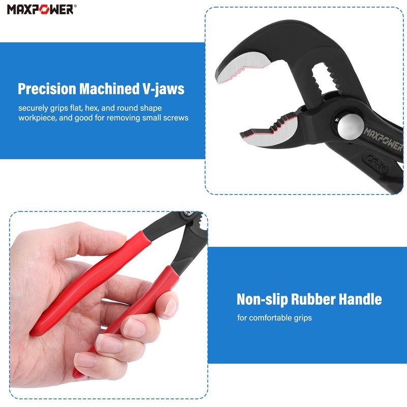 MAXPOWER 7 inch Water Pump Pliers, with 0.98 inch Jaw