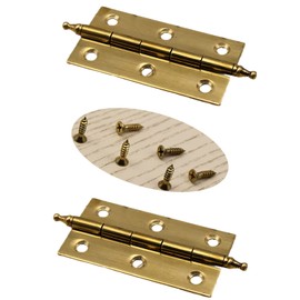2 Pack Door Hinge Decorative Solid Brass Cabinet Cupboard Door Butt Hinges Furniture Folding Hinges Hardware Set (2 Inch, Brass B)