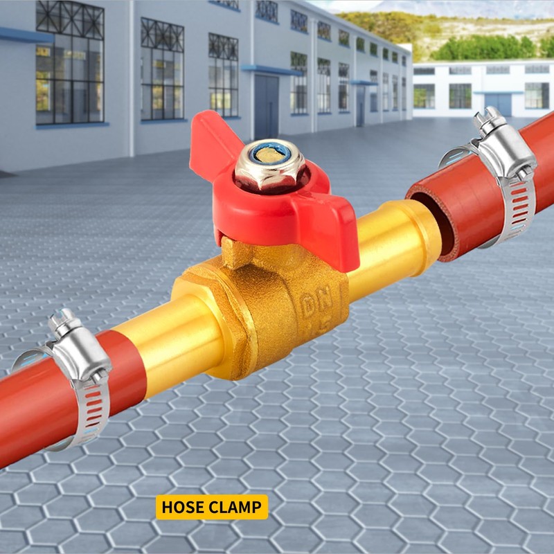 Metalwork Brass 5/8" Barb Valve W/Red Butterfly handle, High Temperature