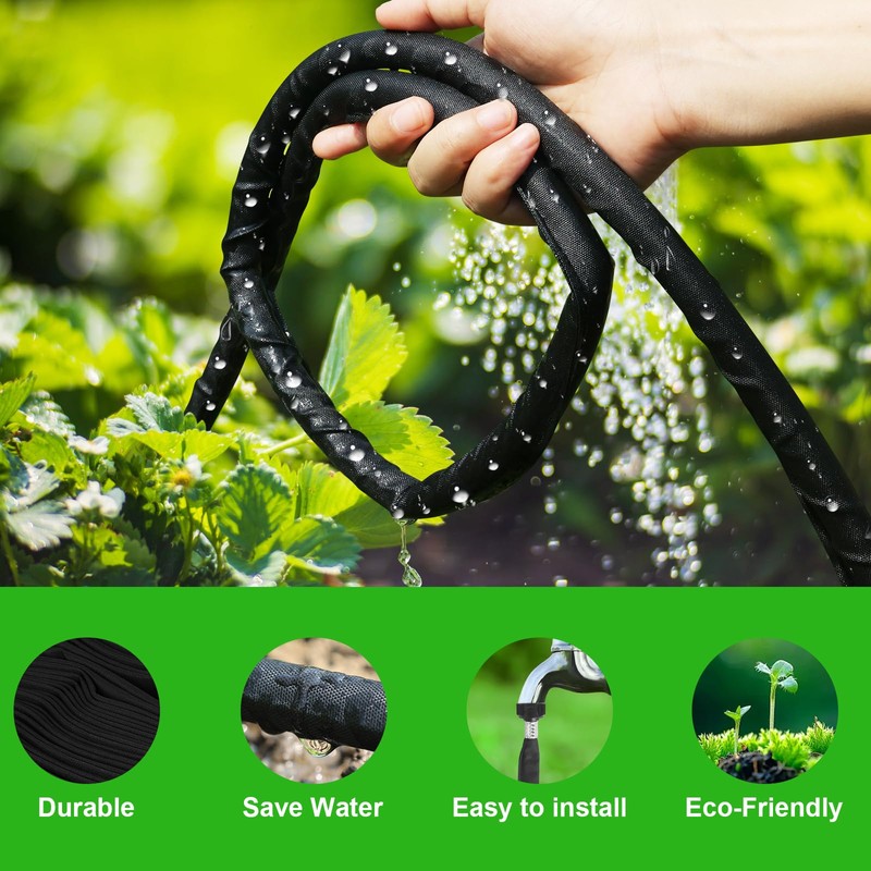 HZYOUMU Flat Soaker Hose 20FT for Efficient Watering Tree -