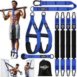 NTIUYOT Pull Up Assistance Bands, Heavy Duty Resistance Band with Handle, Pull Up Bar Assist Bands, Adjustable Height with Feet Straps, Portable Home Gym for Enhanced Strength, Muscle Training