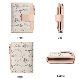 BAYITIONE Small Wallets for Women Leather Bifold Zipper Pocket Wallet Cute Flower Credit Card Holder Coin Purse with ID Window