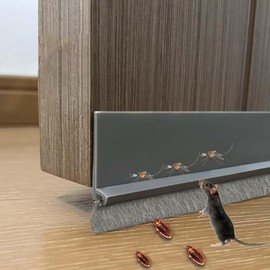 DINGLIAN 2 PCS Door Sweep Brush, Draft Stopper for Bottom, Door Sweep for Bottom, Under Draft Stopper with Brush for Protection Against Bug, Dust, 2" W x 39" L, Grey