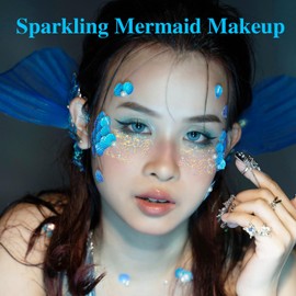 MEICOLY Mermaid Body Glitter Stick,Waterproof Halloween Face Glitter Gel,Chunky Glitter for Face/Body/Hair/Eyes,Glitter Face Paint,Sparkling Glitter Makeup,Body Glitter for Women and Kids