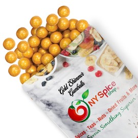 NY Spice Shop Gold Shimmer Gumballs - 1 Pound Gumballs for Gumball Machine - Chewing Gum Dubble Bubble Gumballs - Fruit Flavored Gumballs Bulk Candy - Old Fashioned Candy Gumballs for Machine Refill - 50 Pcs