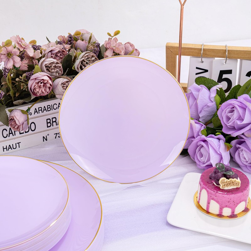 PULOTE PULOTE 100PCS Purple Plastic Plates Disposable - Include 50