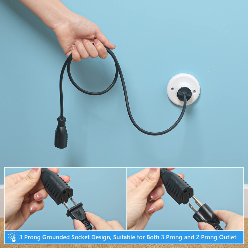 3 Outlet Light Socket Adapter, Convert E26/E27 Bulb Socket to