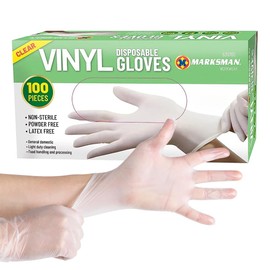 Pack of 100 Powder Free Vinyl Disposable Gloves - Suitable for Work, Garage, Medical, Hygiene & Cleaning, Clear | Medical, Food, Multi Use, Non Sterile | Personal Protection Safety (Clear, Large)